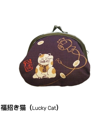 【開運亭】3.3寸小銭入れ（がま口）福兎・福招き猫・厄除け鯰・不苦労・夫婦鯉（5種）